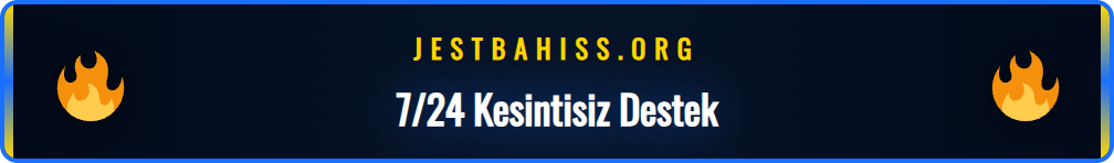 Jestbahis canlı destek hizmetine 7/24 erişim ikonu ve saat görseli.