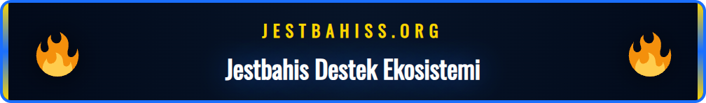 Jestbahis yardım seçeneklerini gösteren infografik: canlı destek, SSS.